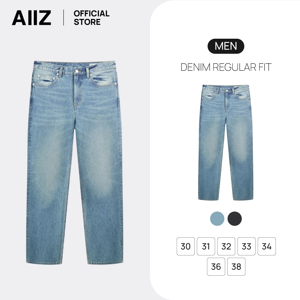 AIIZ กางเกงยีนส์ผู้ชายขายาว ทรงขาตรง AIIZ Men's Denim Regular Fit