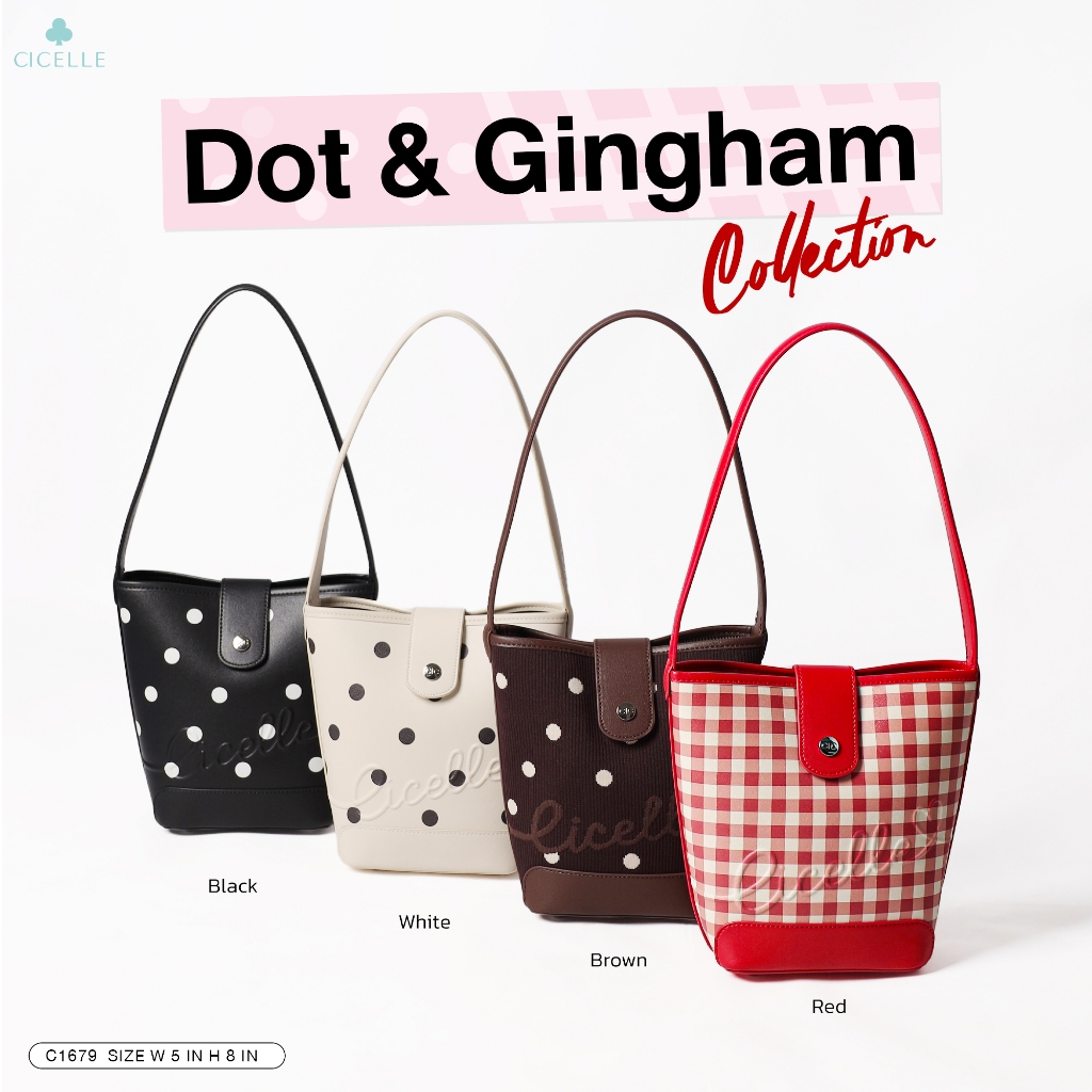#1679Polka Dots Bucket Bag CICELLEแบรนด์ CICELLE (ซี-เซล)   สไตล์ Modern Luxury