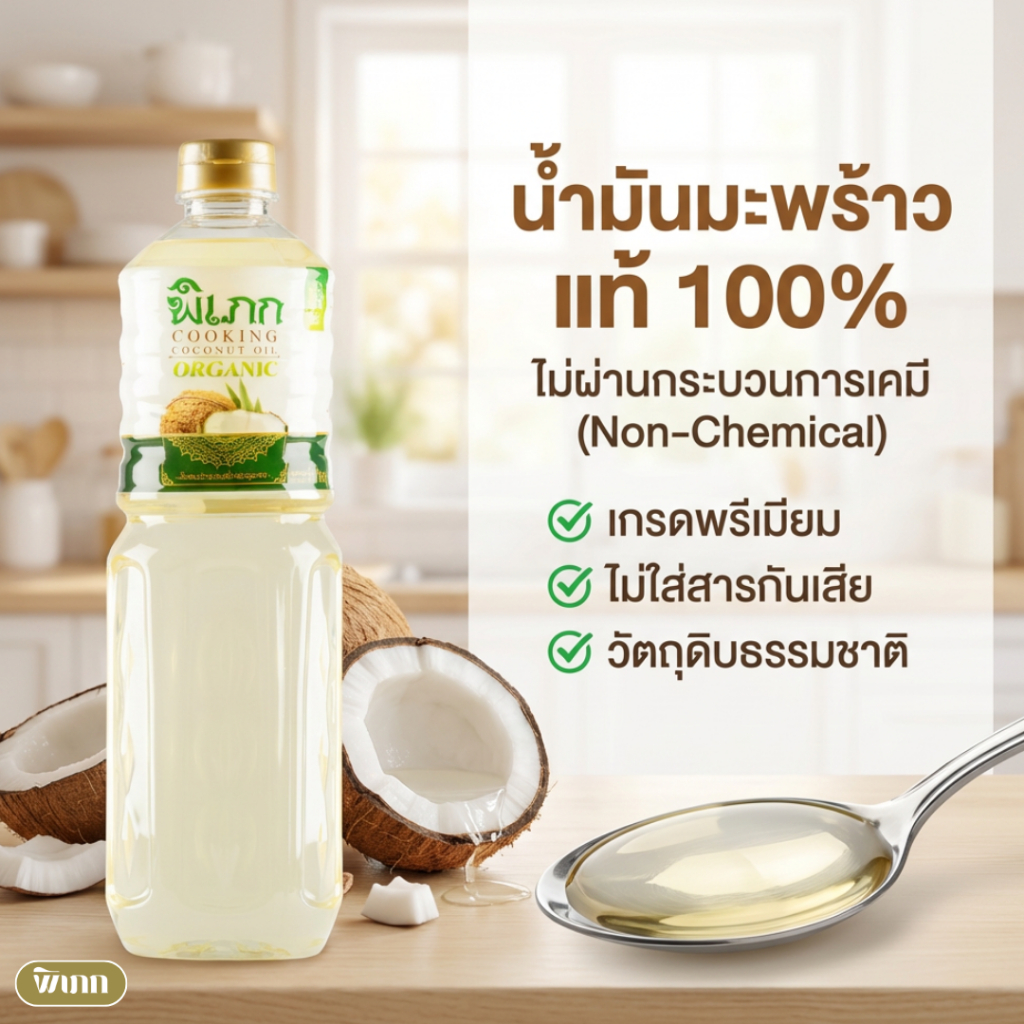 น้ำมันมะพร้าวทำอาหาร พิเภก ไร้กลิ่น | สำหรับผัด-ทอด คีโต | ทางเลือกที่ดีกว่าน้ำมันพืช