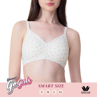 Wacoal Gogirls Smart Size บราไร้โครง ฟองน้ำบาง พิมพ์ลายดอกไม้ รุ่น WB3Y43