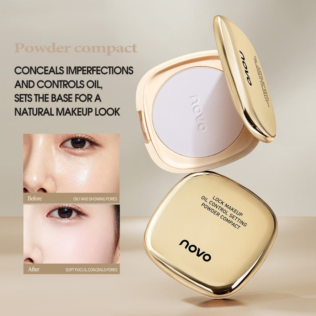 9215 (ใหม่/แท้) NOVO POWDER COMPACT แป้งพัฟ คุมมัน เบลอรูขุมขน กันน้ำ กันเหงื่อ