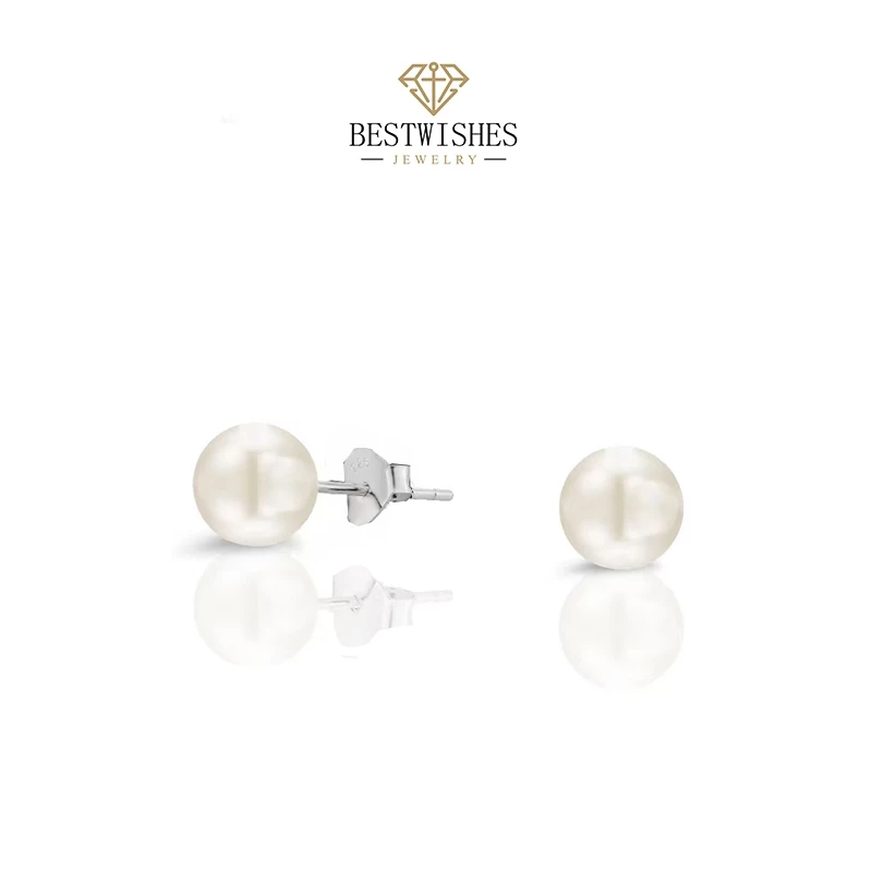 BWjewerly pearl earrings ต่างหูมุกน้ำจืด างหูแฟชั่น Size 6/8mm D027