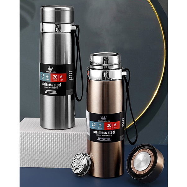 UORRIS 1000ml กระติกน้ําร้อนเก็บน้ําร้อนและน้ําเย็น กระติกน้ําร้อน 12 ชั่วโมง ขวดความร้อนห้องเย็นสแตนเลส ขวดน้ําสูญญากาศ - รูปที่ 5