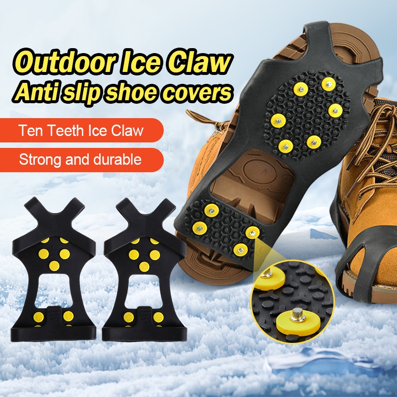 สายรัดกันลื่นหิมะ รองเท้าลุยหิมะ อุปกรณ์เดินป่า ปีนเขา สกี ไอซ์สเก็ต crampons10 หมุด – โปรปัง
