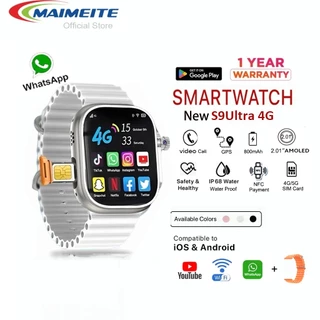 [4G SIM] SmartWatch B31 สามารถดู YouTube WiFi Playstore หน้าจอสัมผัส 2.06นิ้ว NFC กันน้ำ IP68 4+64GB วิดีโอโทร GPS