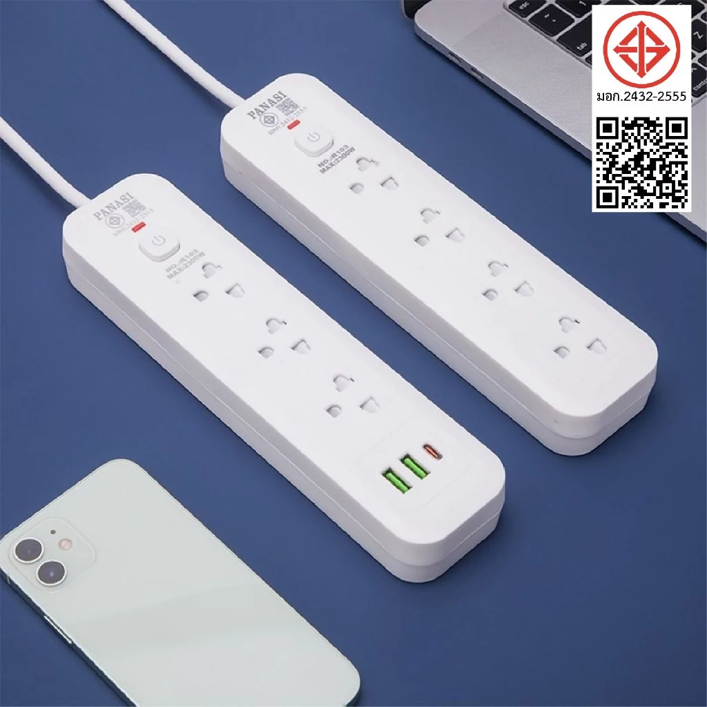 ปลั๊กไฟ usb ปลั๊ก3/4/5/6ตา power socket พร้อมสวิตช์ปิดเปิด มาตรฐาน มอก. ตัดไฟได้ 2/3/5/10เมตร จัดส่งที่รวดเร็ว COD thumbnail 8