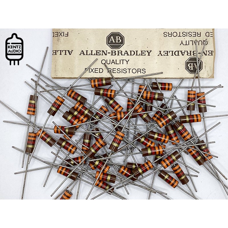 [NOS] ตัวต้านทาน ค่าสี 3.3KΩ 3K3 Allen Bradley Vintage Carbon composition Resistor 1W ค่ายืดเป็น 3.4
