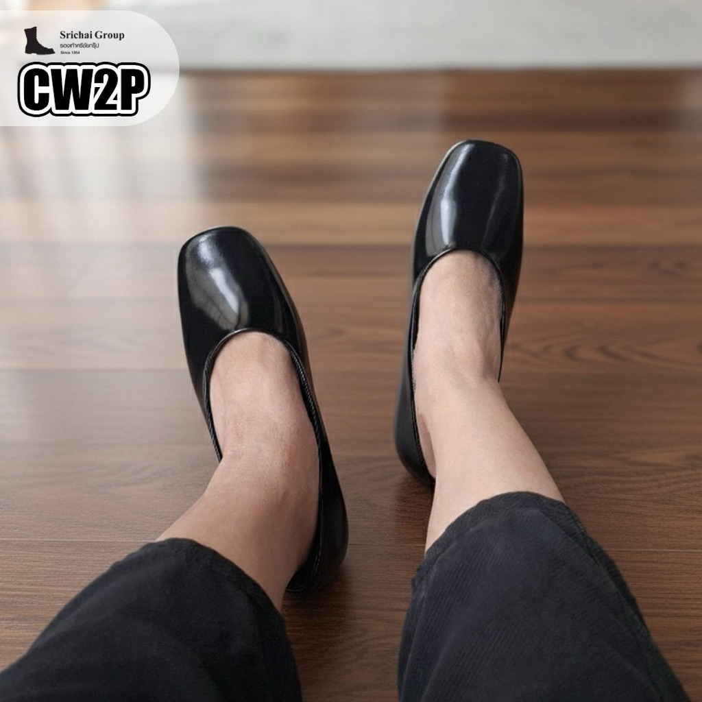 คัทชูผู้หญิง รุ่น CW2P เครื่องแบบ หนังขัดมันเกรดพรีเมี่ยม by Srichaigroup