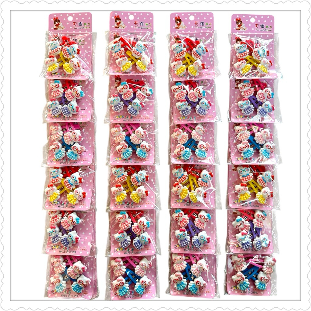 กิ๊บติดผมลายแมวใส่แว่นน่ารัก1ห่อมี4ชิ้น(ราคายกโหล12ห่อ)