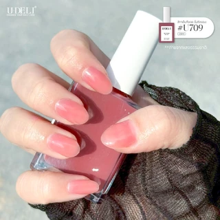 สีทาเล็บกึ่งเจล(ไม่อบ) U-DELI Pinky Jelly U-709 Vegan Nail-polish สีชมพูสุขภาพดี ชมพูโทนธรรมชาติ