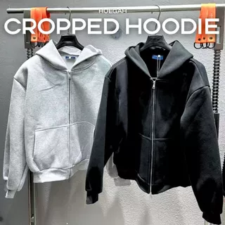 👉 พร้อมส่ง ✅ HUEGAH Cropped Hoodie เสื้อหนาวมีฮู้ด ทรงครอป ไซซ์ใหญ่