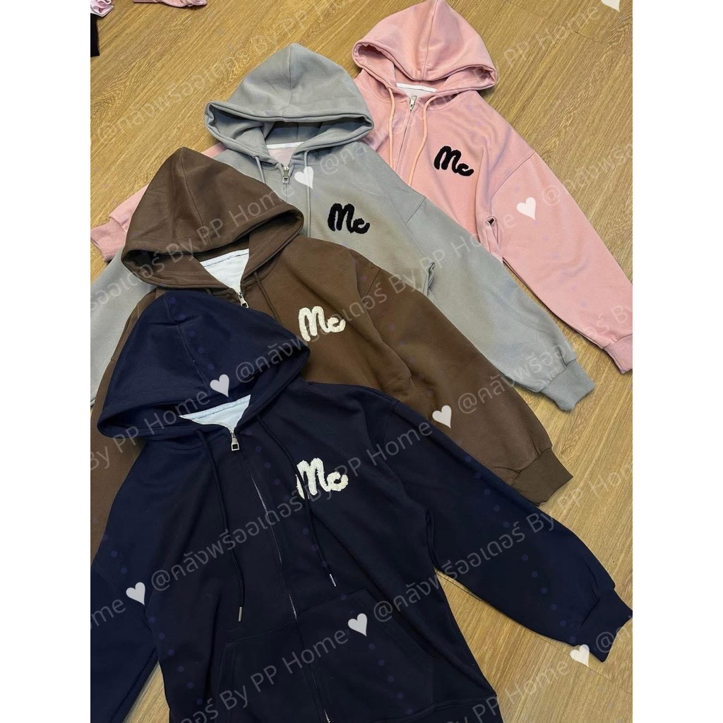 #พร้อมส่ง เสื้อคลุมแขนยาว[งานผ้าเกร็ดปลามีฮู้ด] งานปักโลโก้ ใส่ได้ทุกฤดูค่ะกันแดดกันลมได้หมดเลย