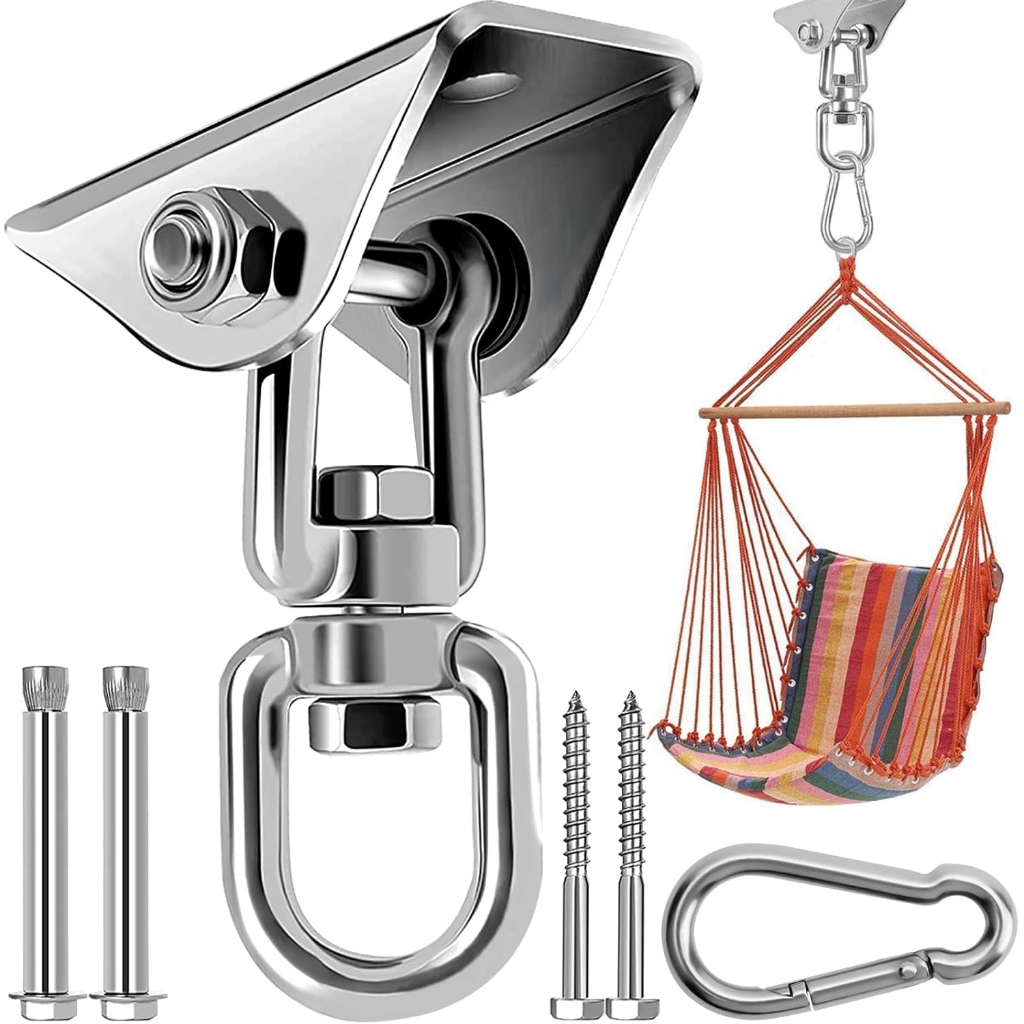 ชุดขาแขวนหมุนได้ 360° สำหรับงานหนัก ตะขอแขวนสำหรับ แปลญวน เก้าอี้ Heavy-duty 360° swivel mounting bracket Hanging hooks