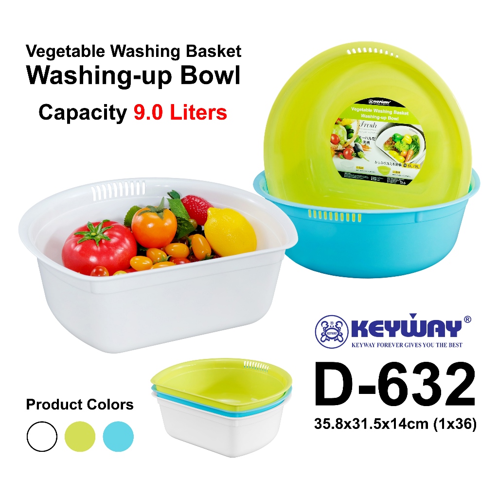 Keyway D-632 กะละมังล้างผัก (9.0 L)  - Vegetable Washing Basket (Washing-up Bowl)