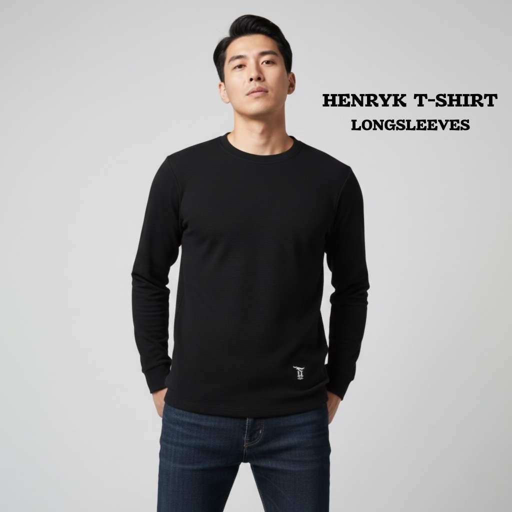เสื้อแขนยาว HENRYK T-SHIRT LONGSLEEVES INDIGO BLACK มีไซส์ใหญ่