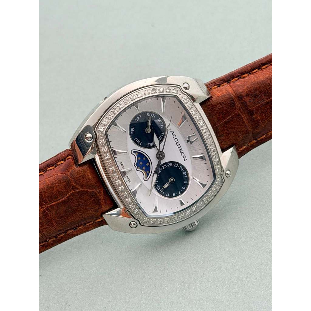 Bulova Accutron Moonphase Day/Date Swiss Quartz Watch