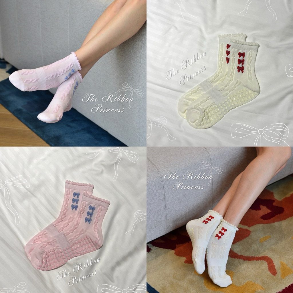The Ribbon princess - Grip Socks ถุงเท้ากันลื่น ถุงเท้าพิลาทิส โยคะ