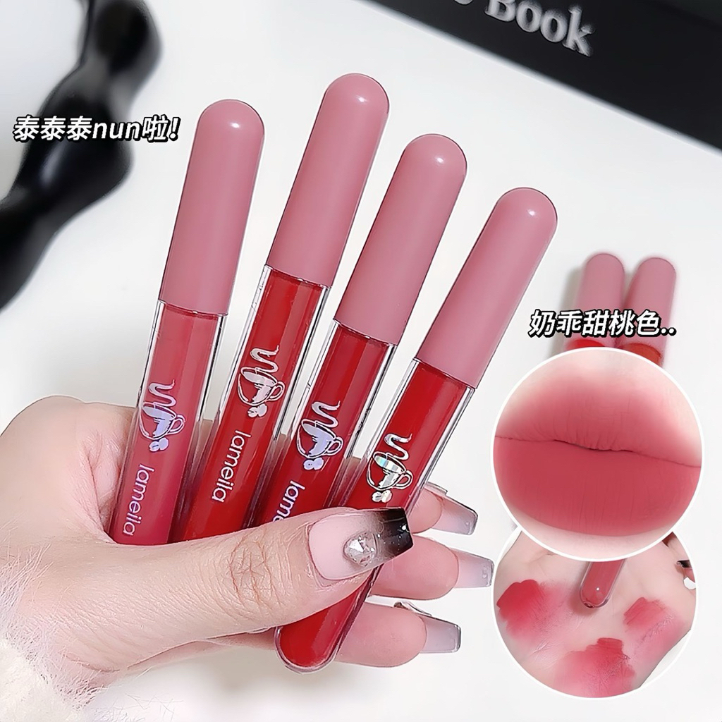 No.1041 ใหม่ล่าสุด lameila ลิปกำมะหยี่ ลิปซอฟท์แมท สไตล์สาวเกาหลี แพ็คเกจน่ารัก