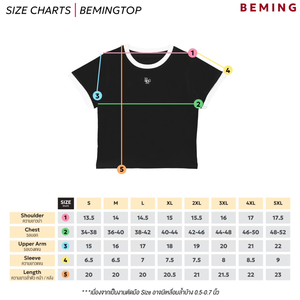 Bemingtop1085(S-5XL)-BMG Ringer Basic Tee - เสื้อยืดทรงคลาสสิกดีไซน์ Ringer คอและปลายแขนตัดขอบสี รูปที่ 4