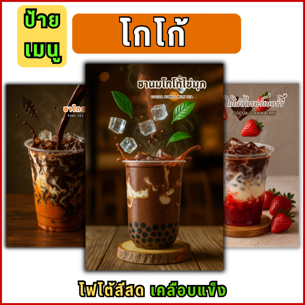 D05 ป้ายเมนูโกโก้ ภาพเมนูโกโก้ เมนูเครื่องดื่ม