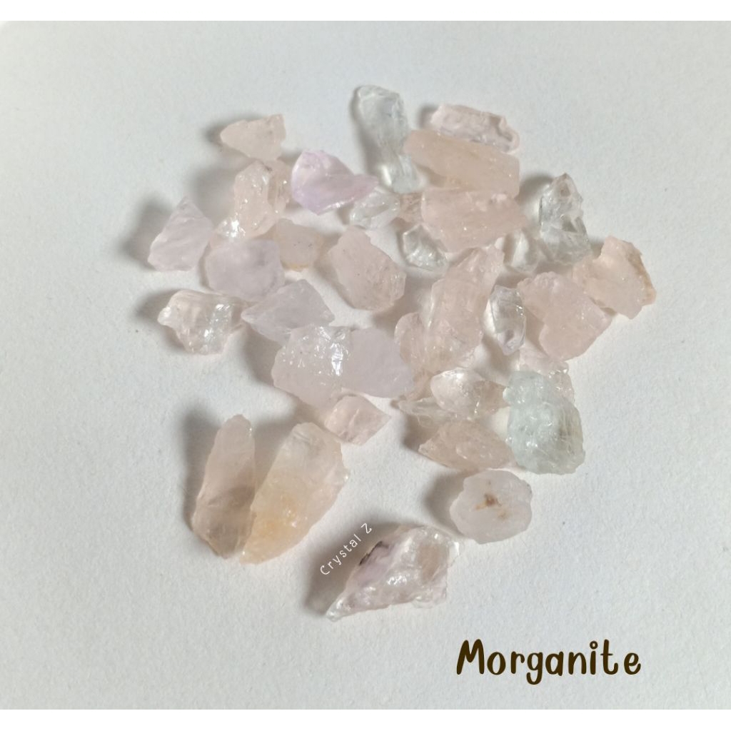 Morganite มอแกไนต์ หินดิบ หินธรรมชาติ หินมงคล หินบำบัด น้ำหนัก 10 กรัม/ชุด - Crystal Z