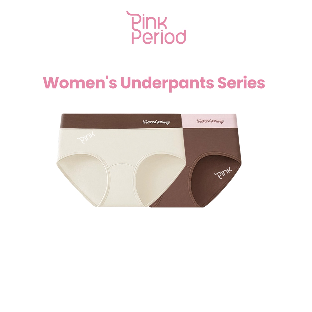 Pink Period กางเกงในผู้หญิง กางเกงชั้นใน กางเกงในไร้ขอบเอวกลาง ขอบขาเนียนสนิท ใส่สุดสบาย สะโพก 24-34.6 นิ้ว
