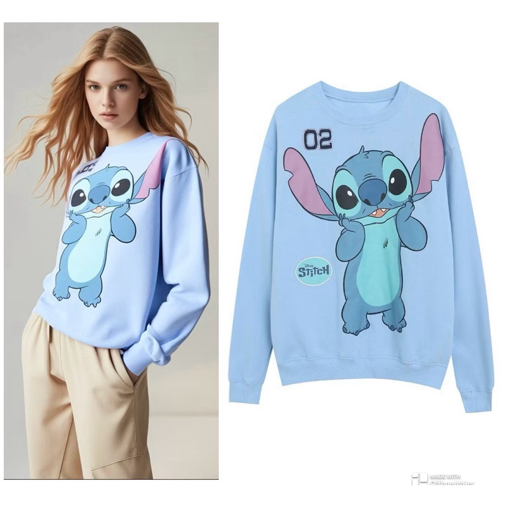 Stitch 02 Sweatshirt 🧊 เสื้อสติช Stitch02🧊 งาน DISNEY แท้ 💯% (TS626)