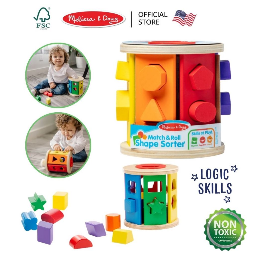 (ของแท้ USA) บล๊อกหยอด สี รูปทรง Match & Roll Shape Sorter Melissa Doug ของเล่นเด็ก 1 2 3 4 ขวบ 9041
