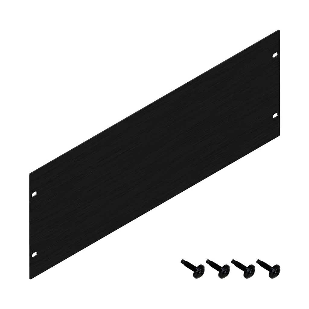แผ่นเพลท 4 U แบบแบน แผ่นเพลทอะลูมิเนียมอโนไดซ์ขัดเงาสีดำ 4U Black Brushed Anodised Aluminium Flat Ra