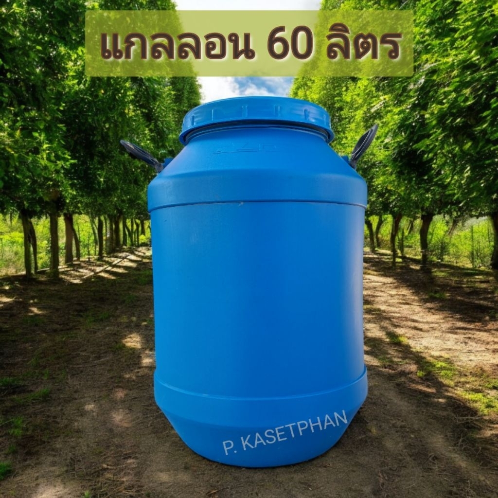 แกลลอน แกลลอน  60ลิตร สีฟ้า ฝา2ชั้น มีหูหิ้ว (หนาพิเศษ)