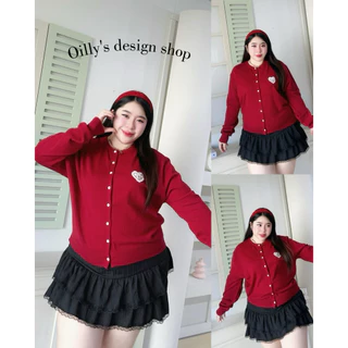 2277 พร้อมส่ง เสื้อคาร์ดิแกนหัวใจสาวอวบ กระดุมมุก อก 38-52 #lanastoreplussize
