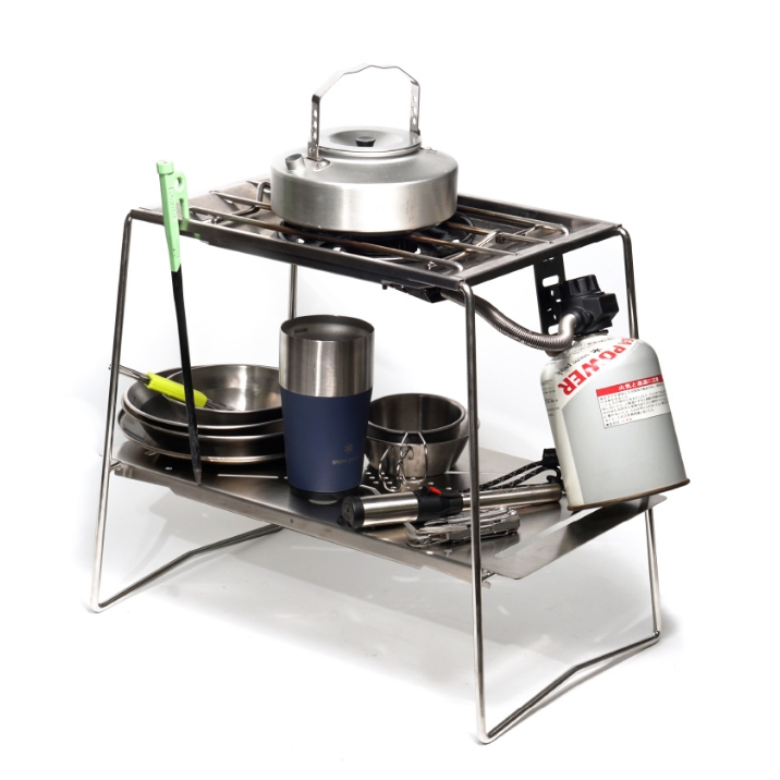 CAMP15 : FLAT BURNER GO STAND (STAINLESS STEEL) / อุปกรณ์เสริมสำหรับเตาแก๊ส Snowpeak GS 450/450R