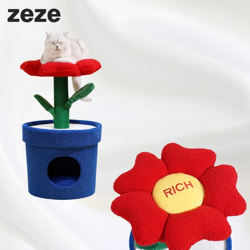 Zeze คอนโดแมว ดอกไม้ร่ำรวย เสริมฮวงจุ้ย บ้านแมว ที่นอนแมว