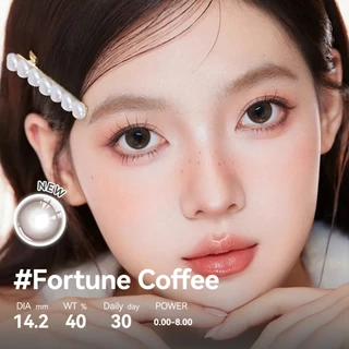 COCOMUSE คอนแทคเลนส์ Fortune Coffee/Bubbles Grey คอนแทคเลนส์ 2 สี ทรงธรรมชาติ ขนาด 14.2มม. รายเดือน แบบใช้แล้วทิ้ง กล่อ