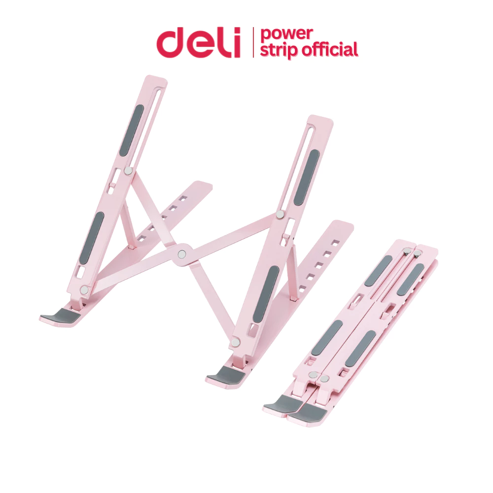 Deli ขาตั้งโน๊ตบุ๊ค แท่นวางโน๊ตบุ๊ค ปรับระดับได้ 6 ระดับ ซิลิโคนกันลื่น พับเก็บได้ ฟรีถุงผ้า Laptop Stand