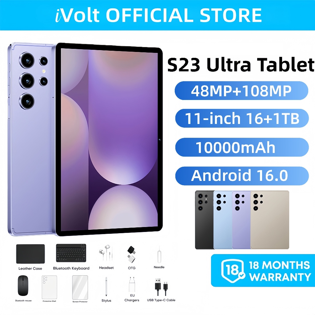 [2025 New] tablet S23U(16GB+1TB) แท็บเล็ต | หน้าจอ 10.1" 90Hz LCD | Androind 15.0 | Dual SIM 5G/WIFI