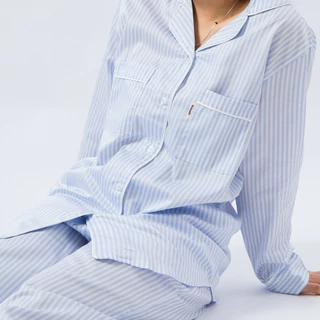 ชุดนอน แขนยาว-กางเกงขายาว ลายทาง | 100% Single-Ply Cotton | Beneath. Luxury Bedding