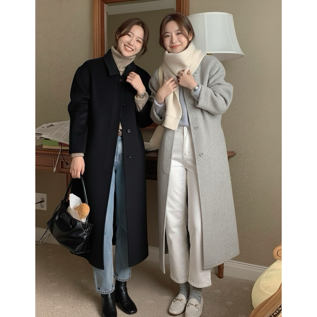 Styles_Unnie (C345) Ivy Wool Coat เสื้อโค้ทผ้าวูลผสมทรงยาว มาพร้อมสายผูกเอว พร้อมส่ง 2 สี