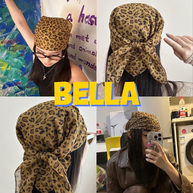 BELLA  🎀【พร้อมส่ง】ผ้าโพกศีรษะแฟชั่นลายเสือดาวย้อนยุคอเมริกันHeadscarf ส่งจากไทย TJ001