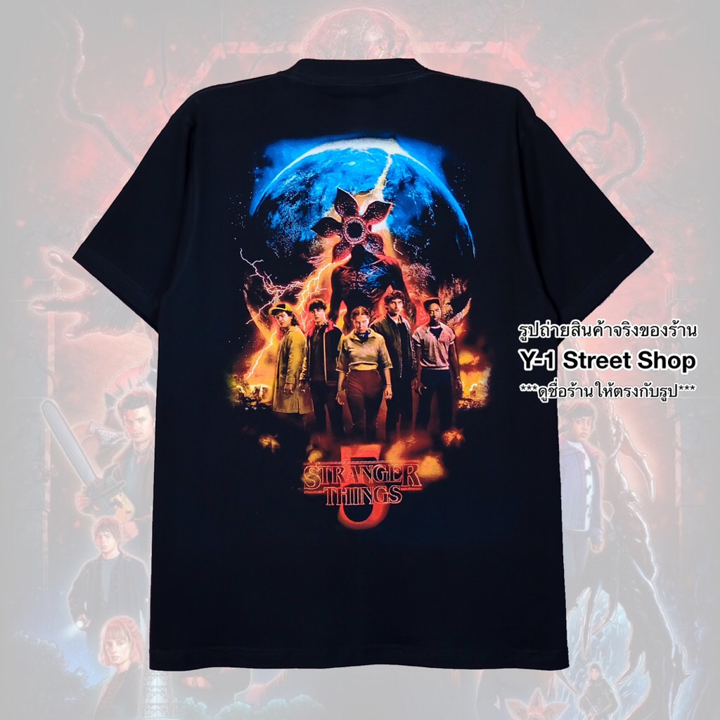 เสื้อยืด STRANGER THINGS 5 ซีซั่น5 สีดำ ผ้าCotton100% ไม่มีตะเข็บข้าง - รูปที่ 2