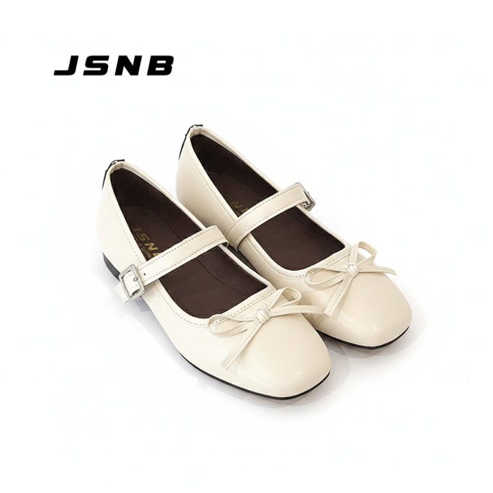 JSNB [New]รองเท้าคัทชู Mary Jane ทรงหัวตัด ประดับโบว์ สไตล์ลูกคุณหนู เกาหลี เรียบหรู ดูแพง รุ่นใหม่ล่าสุด [LN889]
