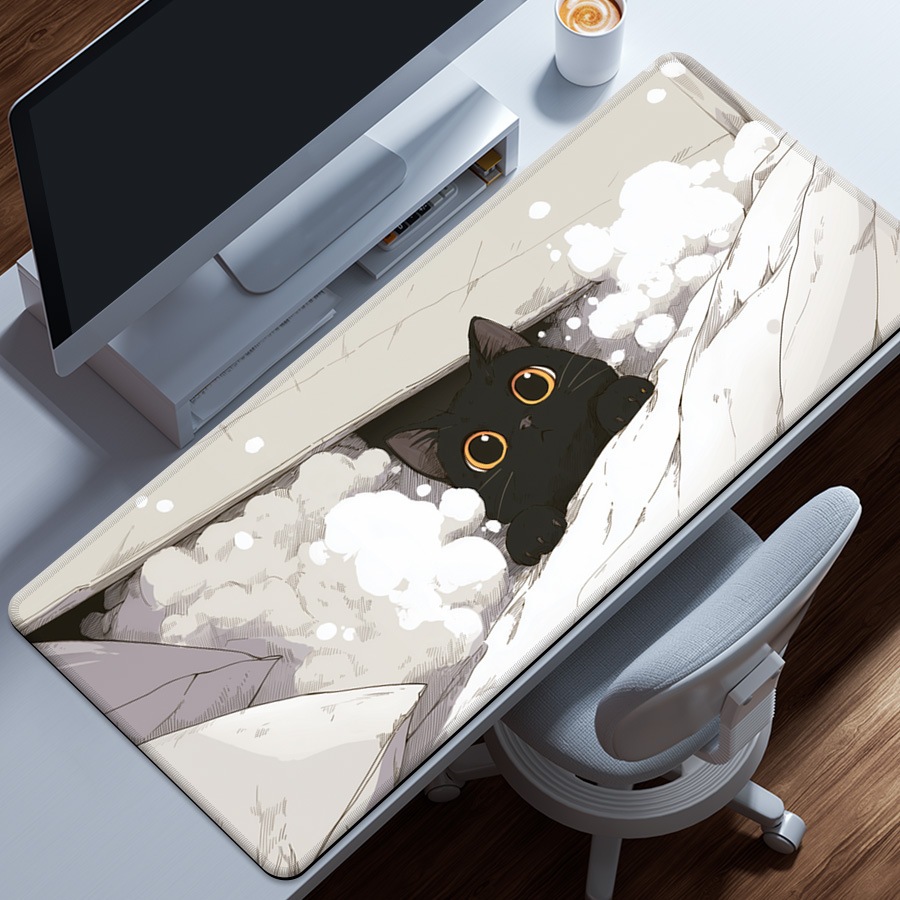 [พร้อมส่ง] แผ่นรองเมาส์ลายน้องแมว Tan Cat Mouse Pad งานเย็บขอบ ขนาด 80x30x0.3 ซม. (หนา 3 มม.) Biangels ราคา ถูกที่สุด ดีลบีเคเค แกลเลอรีภาพที่ 5