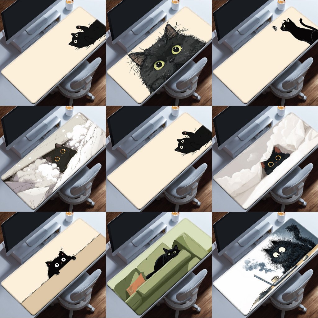 [พร้อมส่ง] แผ่นรองเมาส์ลายน้องแมว Tan Cat Mouse Pad งานเย็บขอบ ขนาด 80x30x0.3 ซม. (หนา 3 มม.) Biangels ราคา ถูกที่สุด ดีลบีเคเค