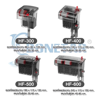 Bonetar กรองแขวนคาร์บอน 3ชั้น รุ่นHF-300/400/500/600 รุ่นใหม่ล่าสุด บังคับกรองถึง ผิวน้ำใสไรน้ำมัน