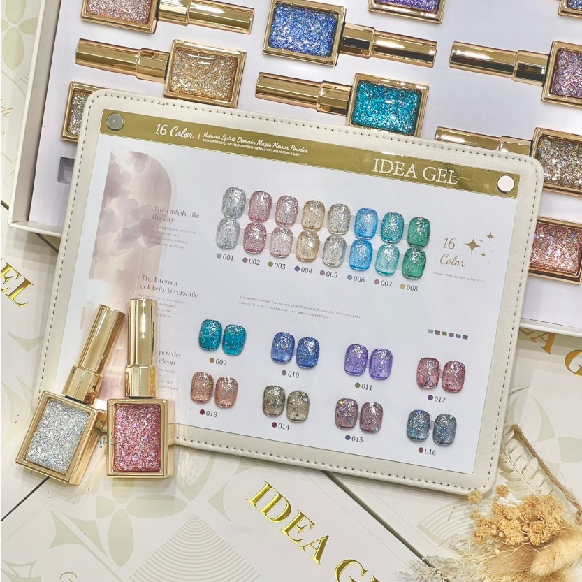 Super Glitter Set 16สี ( IR16-3 ) idea gel 2026 พร้อมชาร์จสำเร็จรูป