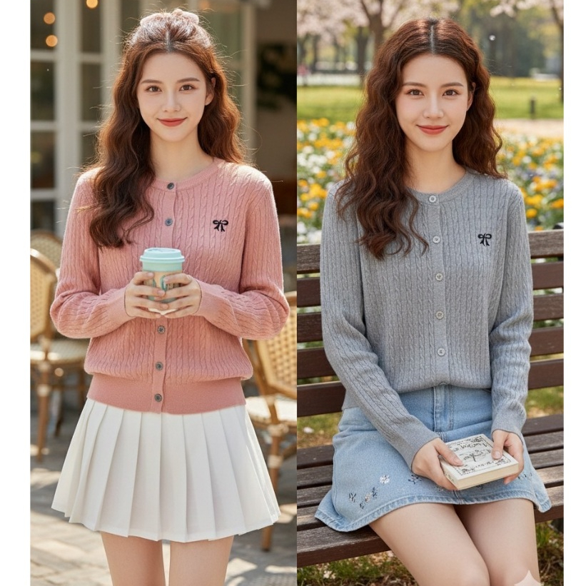 เสื้อคาร์ดิแกนถักผู้หญิง สไตล์เกาหลี ดีไซน์ทันสมัย ใส่แล้วดูอินเทรนด์ อก42ยืดถึง48นิ้ว