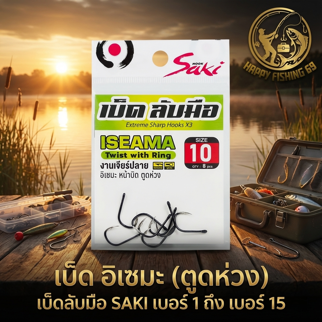 [item043] เบ็ด อิเซมะ (ตูดห่วง) เบ็ดลับมือ SAKI เบอร์ 1 ถึง เบอร์ 15