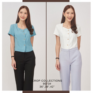 Laboratory เสื้อ 9073 size 44 เสื้อทรงครอปคอเสื้ออกหัวใจ กระ…