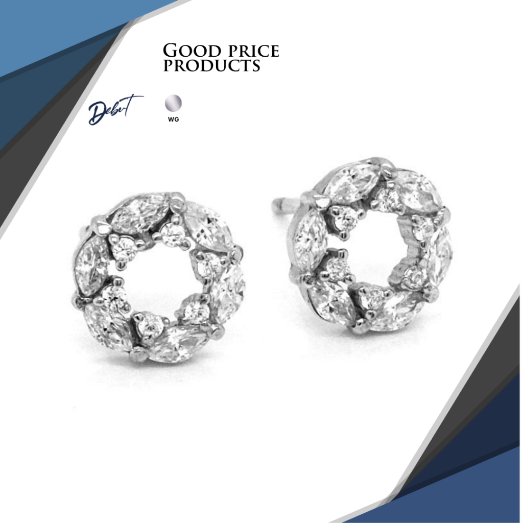 ต่างหูเงินแท้ 925 Debutgem Collection Fantacy ประดับเพชร CZ 014