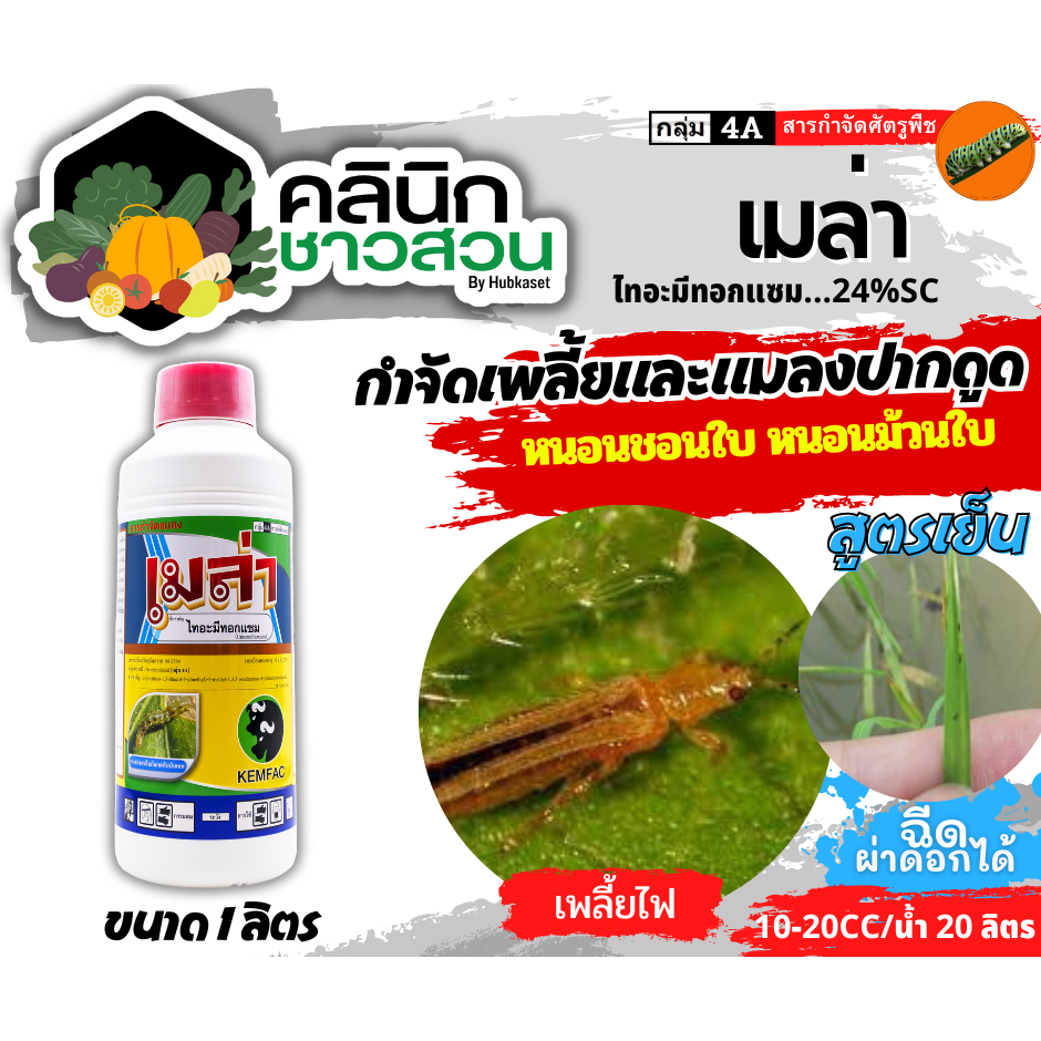 🥬 เมล่า (ไทอะมีทอกแซม..24%SC) บรรจุ 1 ลิตร กำจัดเพลี้ยไฟ เพลี้ยจั๊กจั่น เพลี้ยอ่อน เพลี้ยทุกชนิด